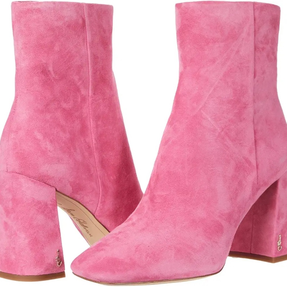 Sam Edelman Codie Pink Confetti Suede Leather Boots Sz 7 Worn Twice